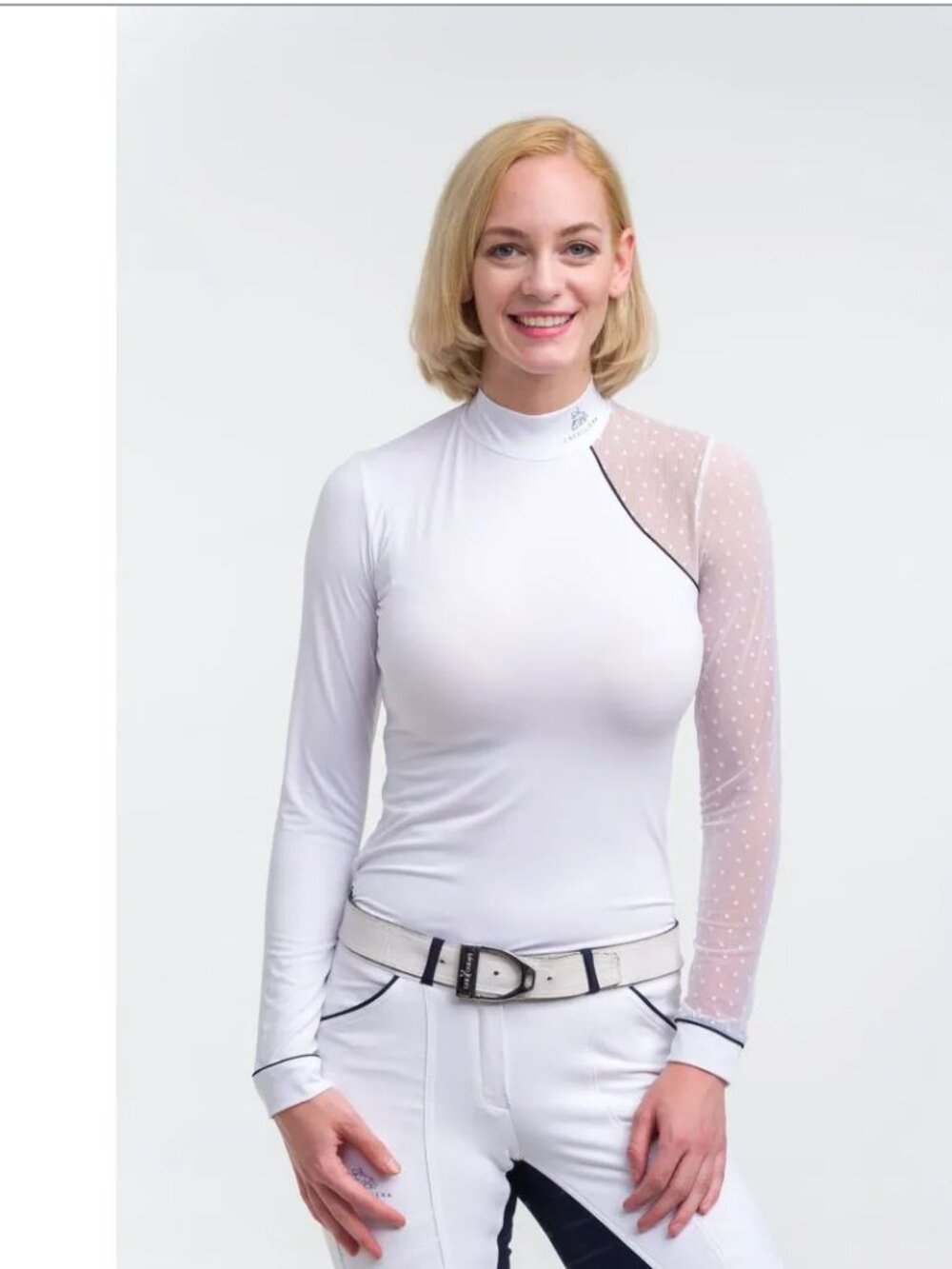 Cavalliera Women's Modern Dame Long Sleeve Show Shirt - White Medium